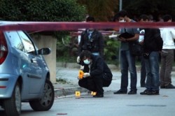 Bullen nach einer Schießerei in Athen im Mai 2011