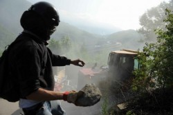 Angriff während der Auseinandersetzungen um das TAV-Projekt im Val di Susa in Italien