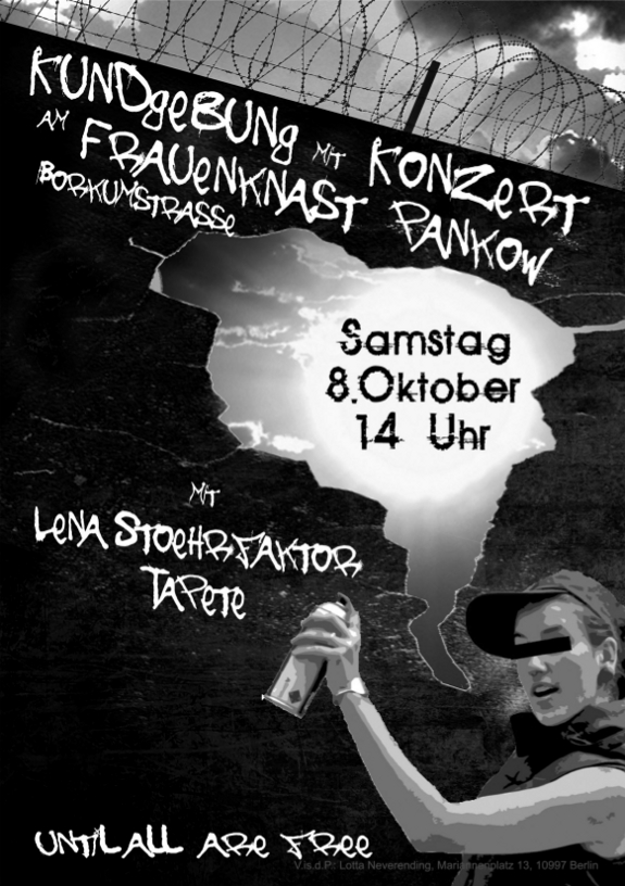 Kundgebung mit Konzert am Frauenknast Pankow am 8. Oktober