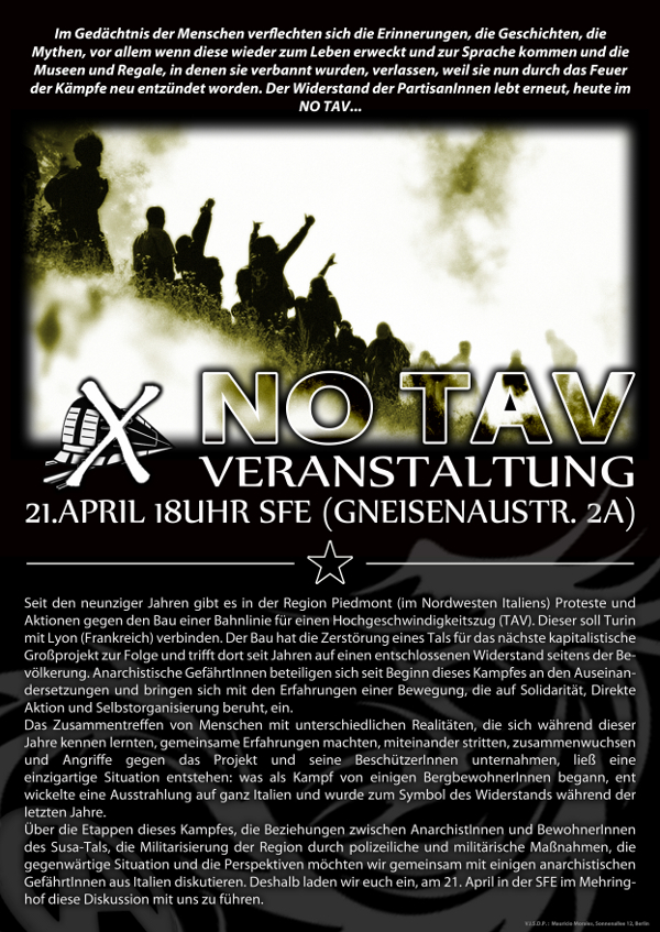 No TAV Veranstaltung in Berlin am 21.4.2012 - Poster