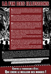 Das Ende der Illusionen - Ein Poster, das vor kurzem anlässlich des Prozesses in Paris vom 14.-22. Mai gegen 6 GenossInnen verbreitet wurde: