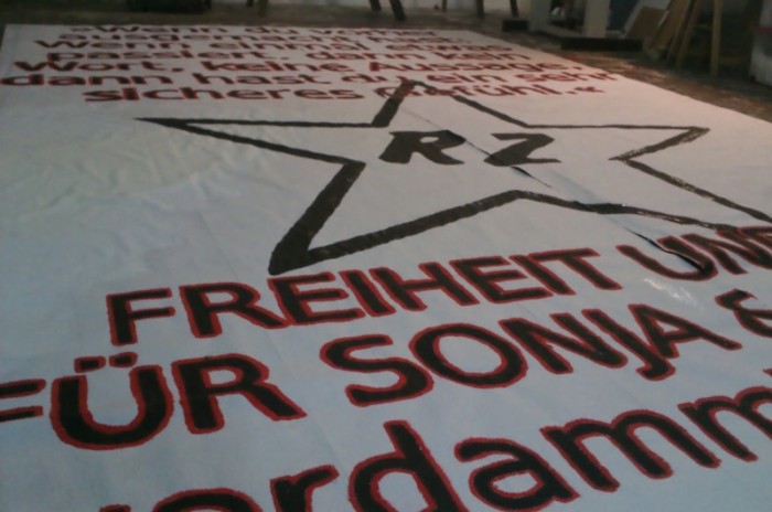 Solidarisches Poster zum Prozess gegen Sonja und Christian